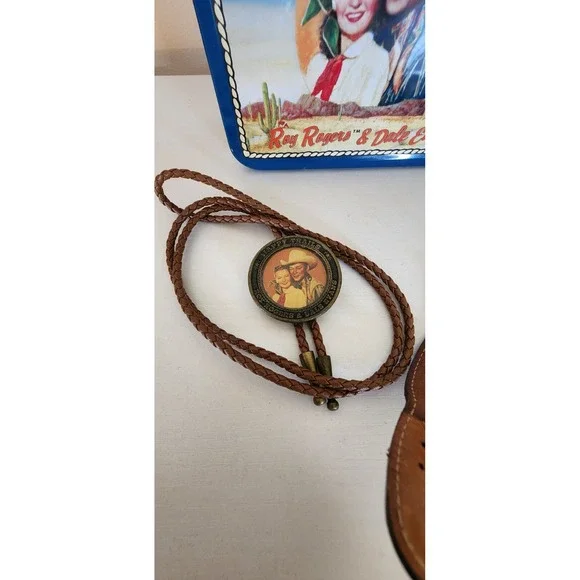Roy Rogers Leather Fossil Watch Bolo Small Tin Lunch Snack Box Authentic